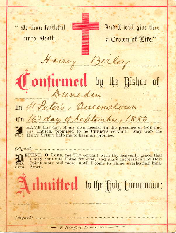 Harry Birley Confirmation Certificate.