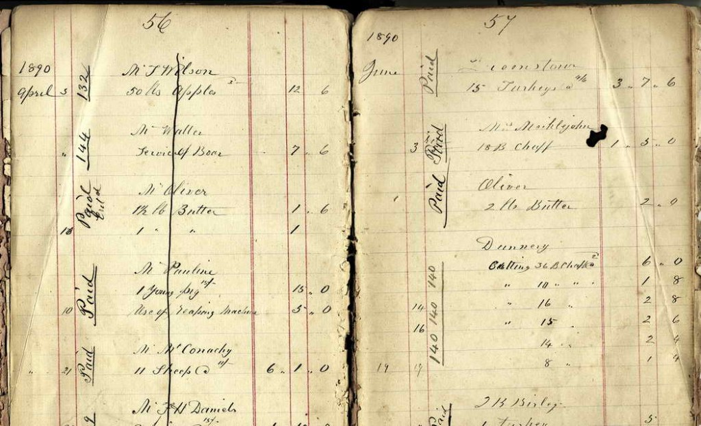 Glenorchy Store Day Book - Pages 56a & 57a