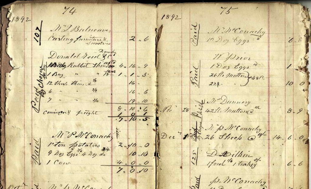 Glenorchy Store Day Book - Pages 74a & 75a